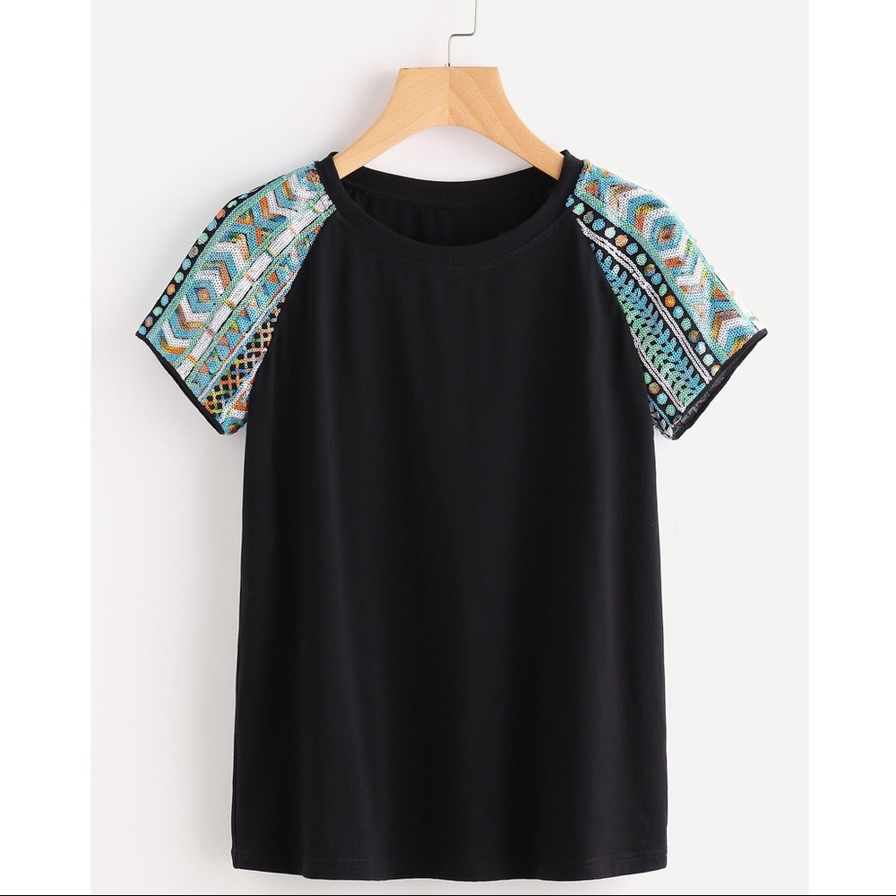 NWT Sequined sleeves Blouse